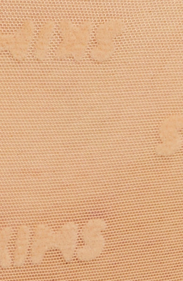 SKIMS Flocked Logo Mesh G-String Thong, Alternate, color, Ochre