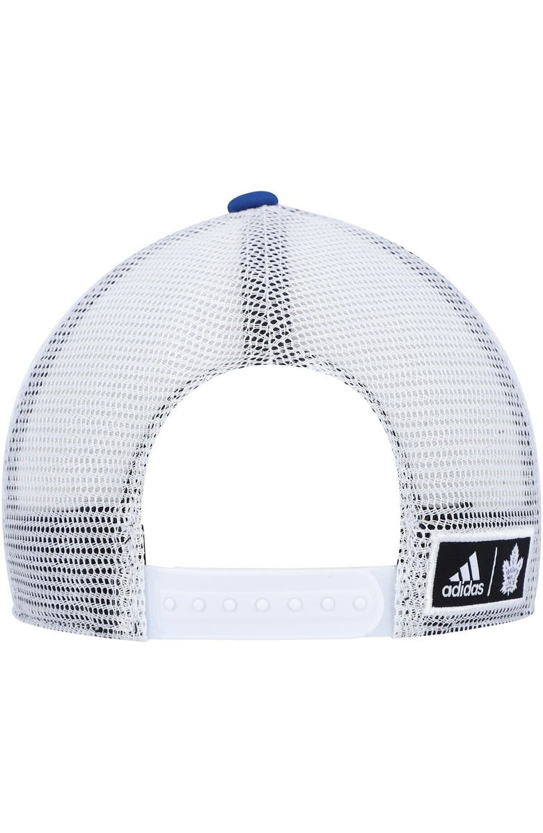 adidas Men's adidas Blue/White Toronto Maple Leafs Team Plate Trucker Snapback Hat, Alternate, color, 