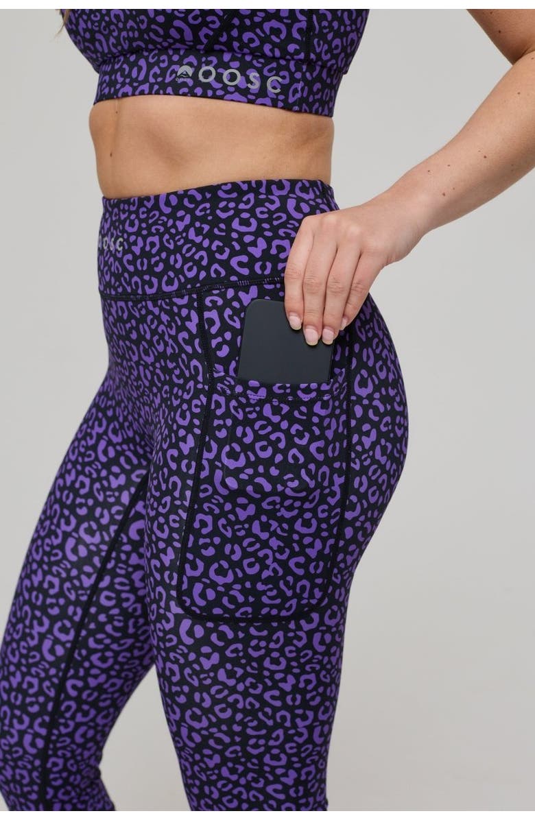OOSC Infinite High Waisted Leggings - Purple Leopard, Alternate, color, Purple Leopard
