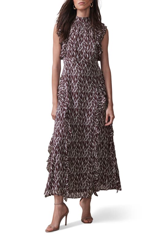 Mint Velvet Printed Maxi Dress In Burgundy