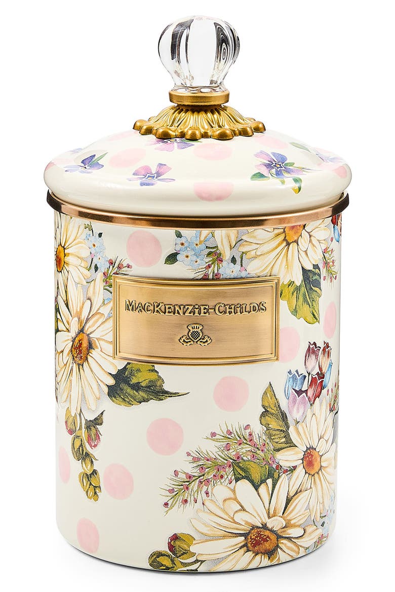 Wildflowers Medium Enameled Steel Canister, Main, color, PINK