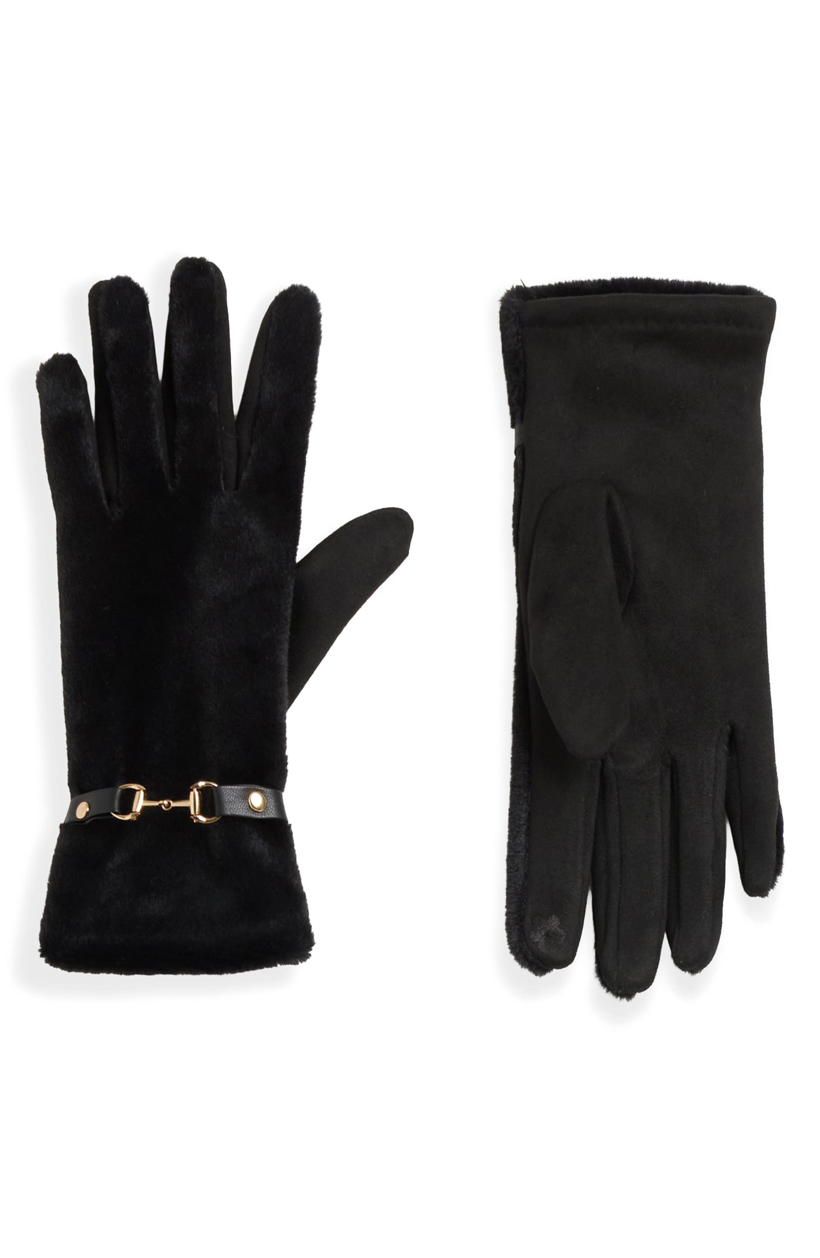 Jodie Faux Fur Gloves with Buckle