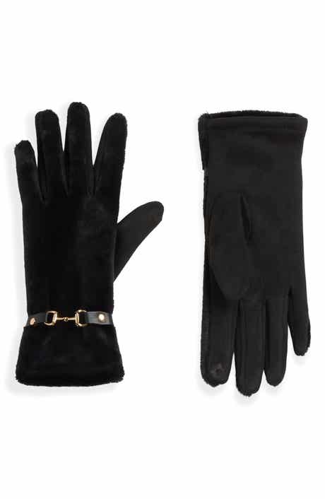 Jodie Faux Fur Gloves with Buckle