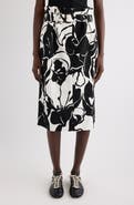 Dries Van Noten Print Jacquard Belted Paperbag Waist Skirt