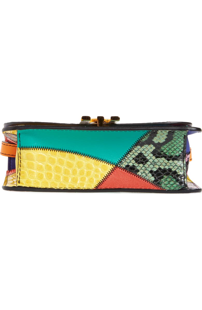 Moschino Small M Logo Patchwork Leather Shoulder Bag, Alternate, color,