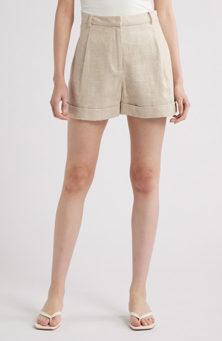 Faithfull the Brand Hardy Cuffed Linen Shorts, Main, color, Natural