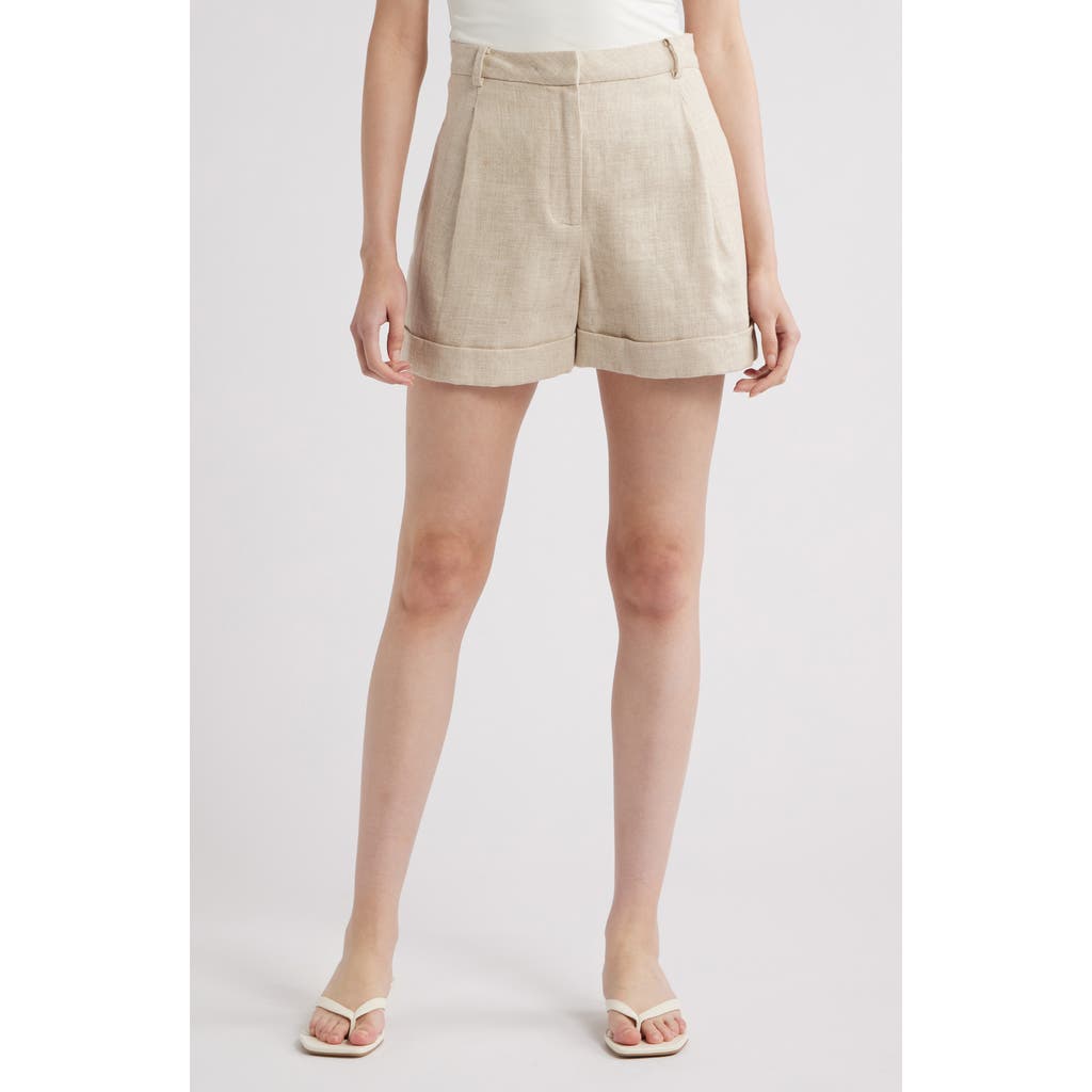 Faithfull The Brand Hardy Cuffed Linen Shorts In Natural