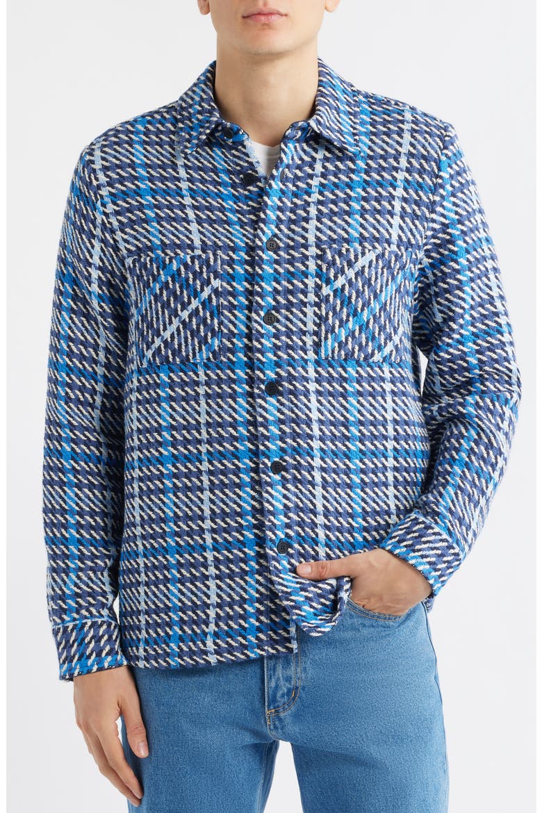 Whiting Houndstooth Check Overshirt, Alternate, color, NAVY / BLUE
