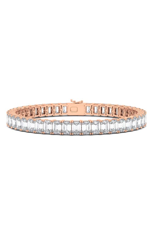 Hautecarat Emerald Cut Lab Created Diamond Tennis Bracelet In 18k Rose Gold