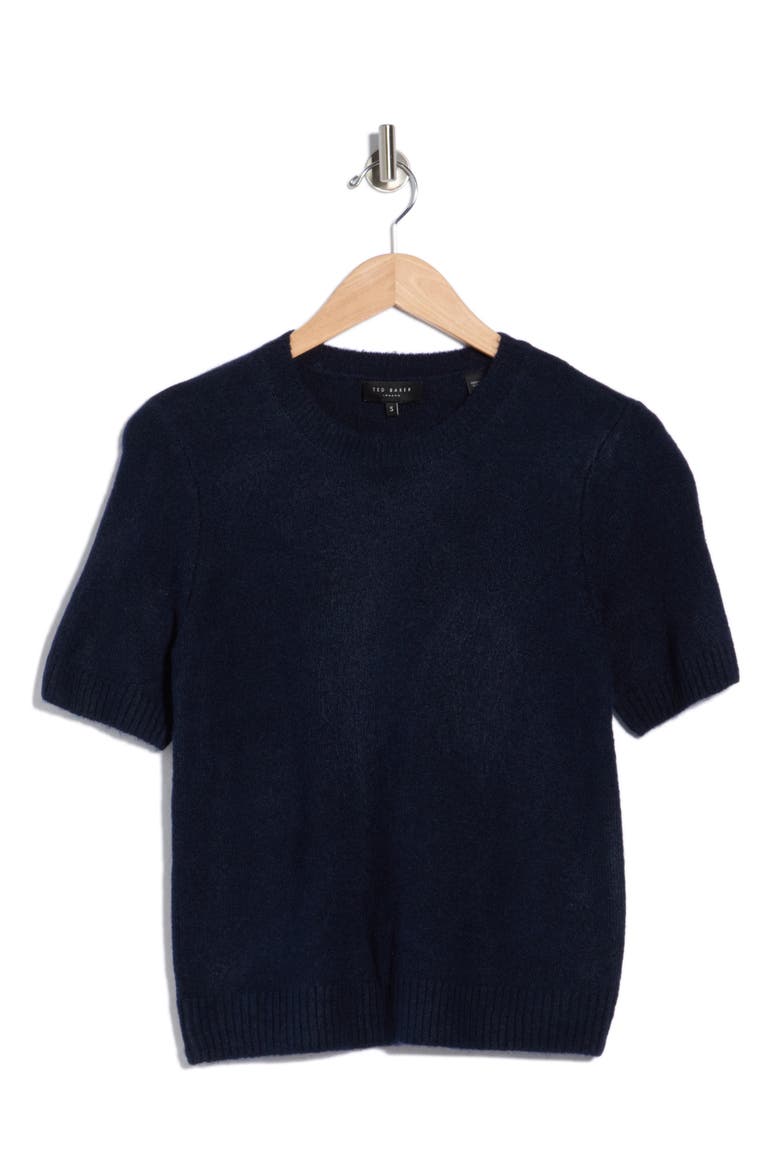 Short Sleeve Sweater, Alternate, color, CLASSIC NAVY