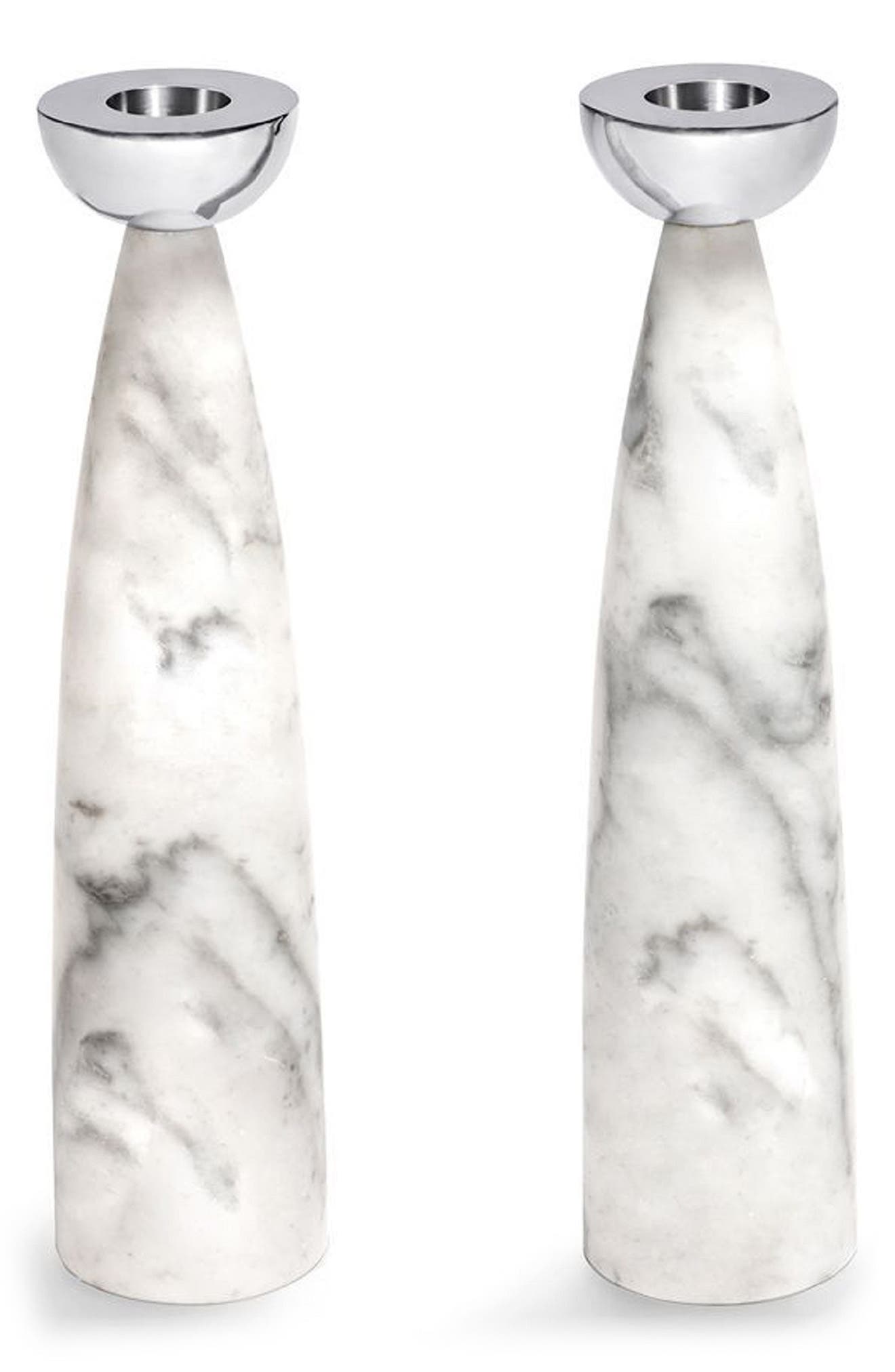 ANNA NEW YORK Coluna Set Of 2 Marble Candleholders