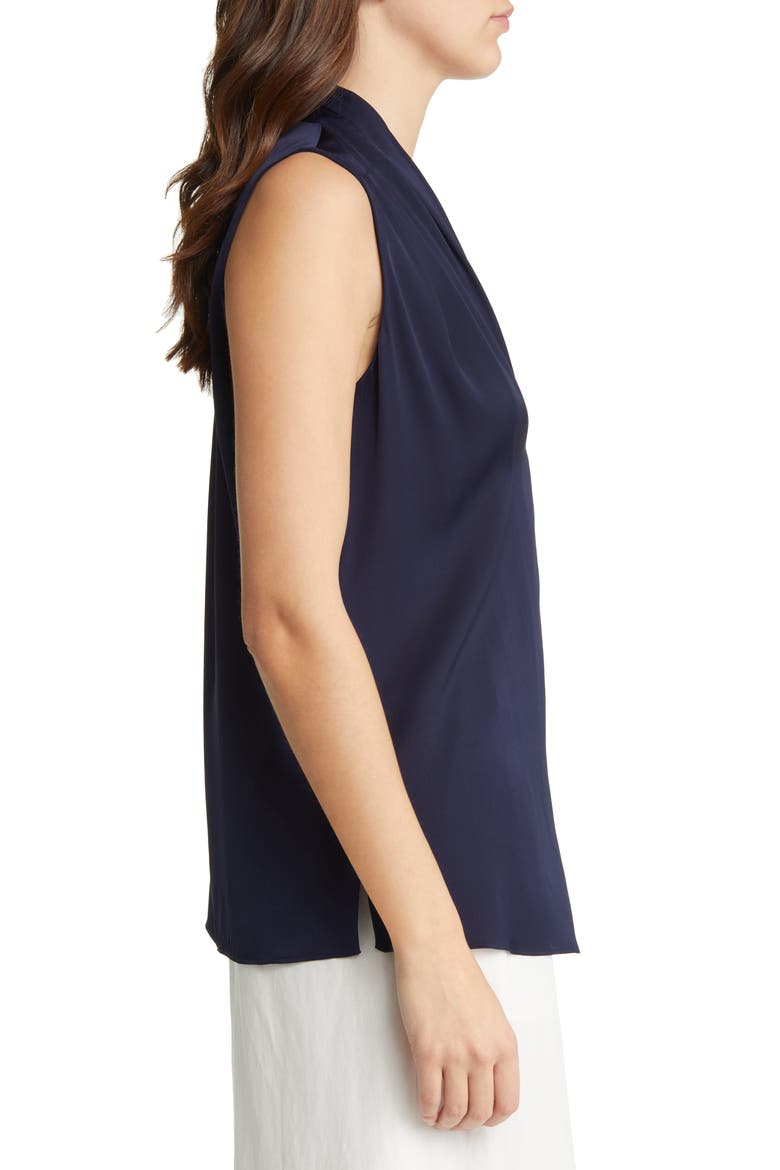 'Mila' Sleeveless Stretch Silk Blouse, Alternate, color, MIDNIGHT