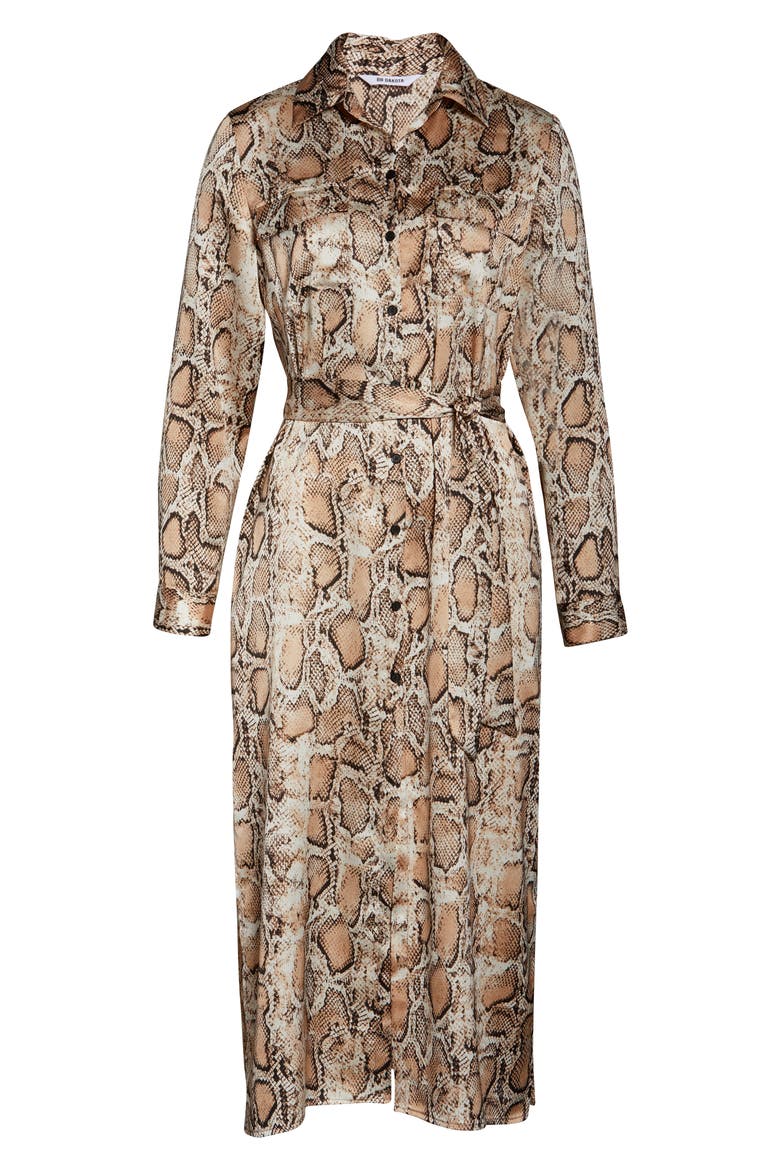 BB Dakota Python Print Long Sleeve Shirtdress, Alternate, color, SAND