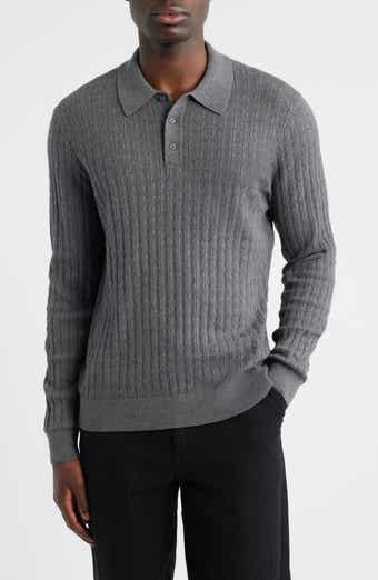Wax London Oban Diamond Stripe Cotton & Cashmere Polo Sweater