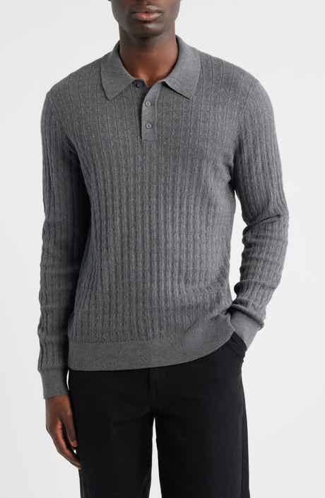 Wax London Oban Diamond Stripe Cotton & Cashmere Polo Sweater