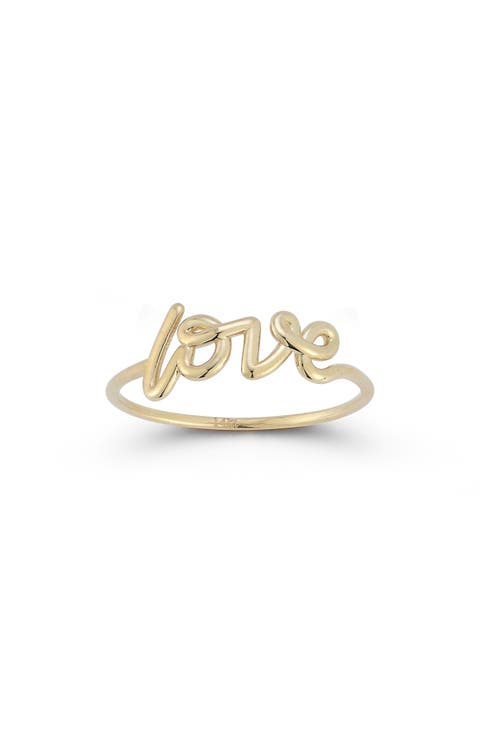 14K Gold Love Script Ring