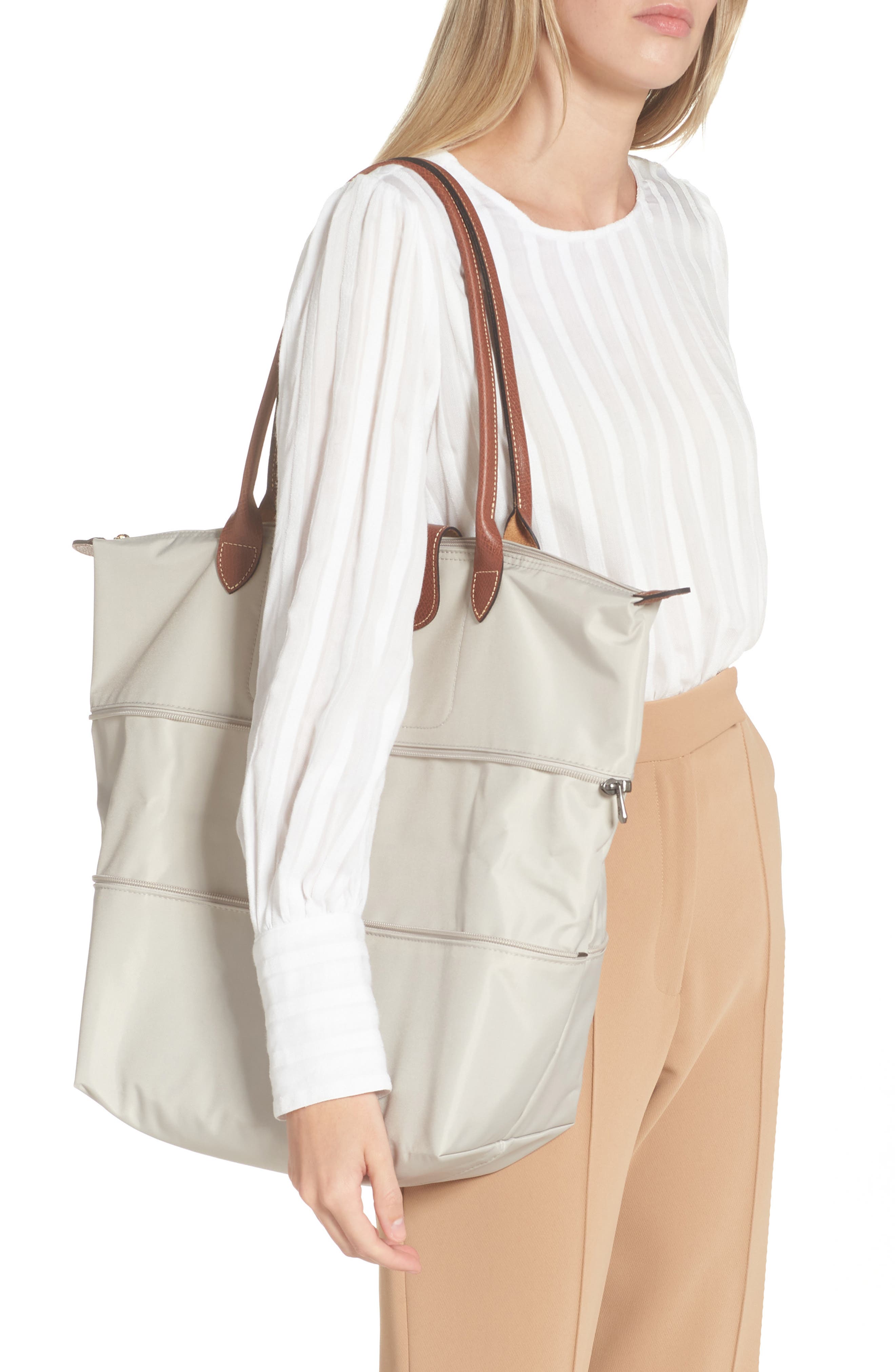 Le Pliage Expandable Tote (Nordstrom Exclusive), Alternate, color, PEBBLE
