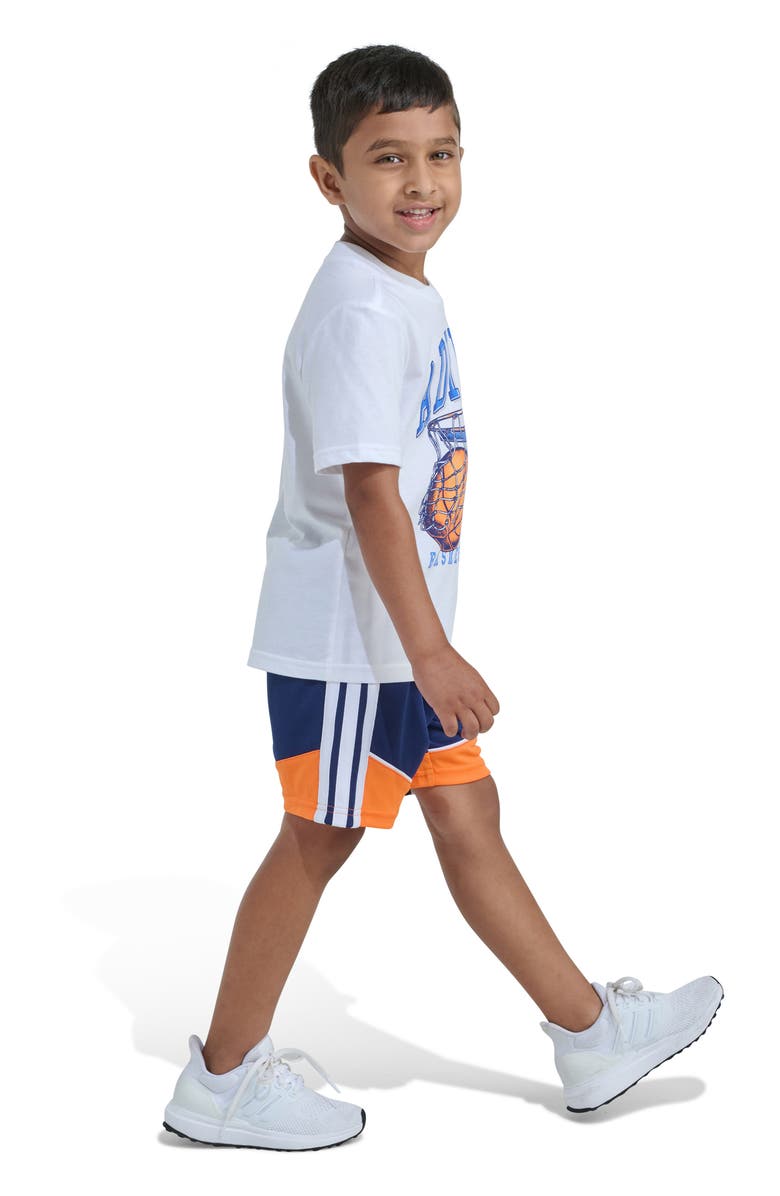 adidas Kids' Graphic Print Jersey T-Shirt & Colorblock Shorts Set, Alternate, color, White