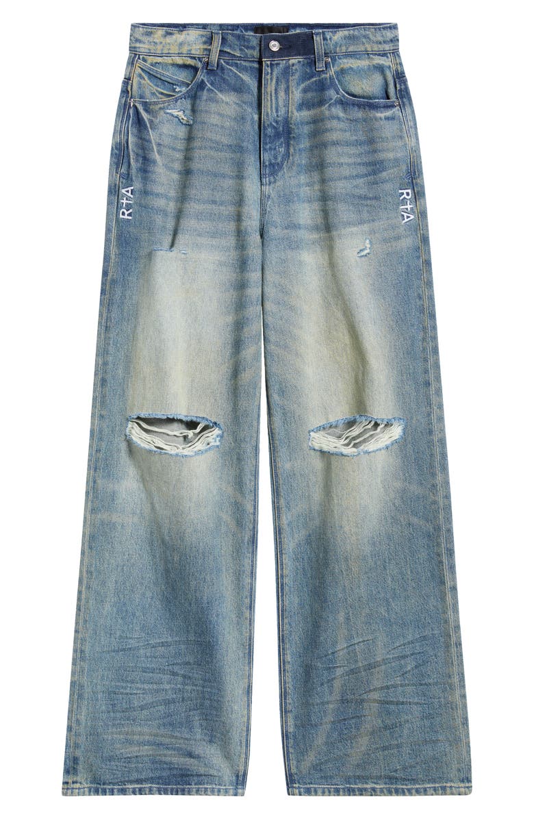 RtA Franco Ripped Wide Leg Jeans, Main, color, Muddy Sky