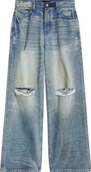 RtA Franco Ripped Wide Leg Jeans