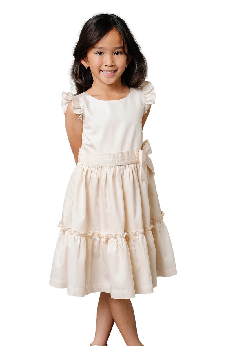 Hope & Henry Girls' Organic Tiered Sateen Party Dress, Toddler, Main, color, Ecru Sateen