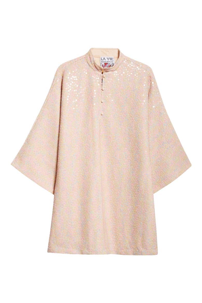 Daisy Sequin Bell Sleeve Cover-Up Dress, Alternate, color, PEACH PINK MULTI