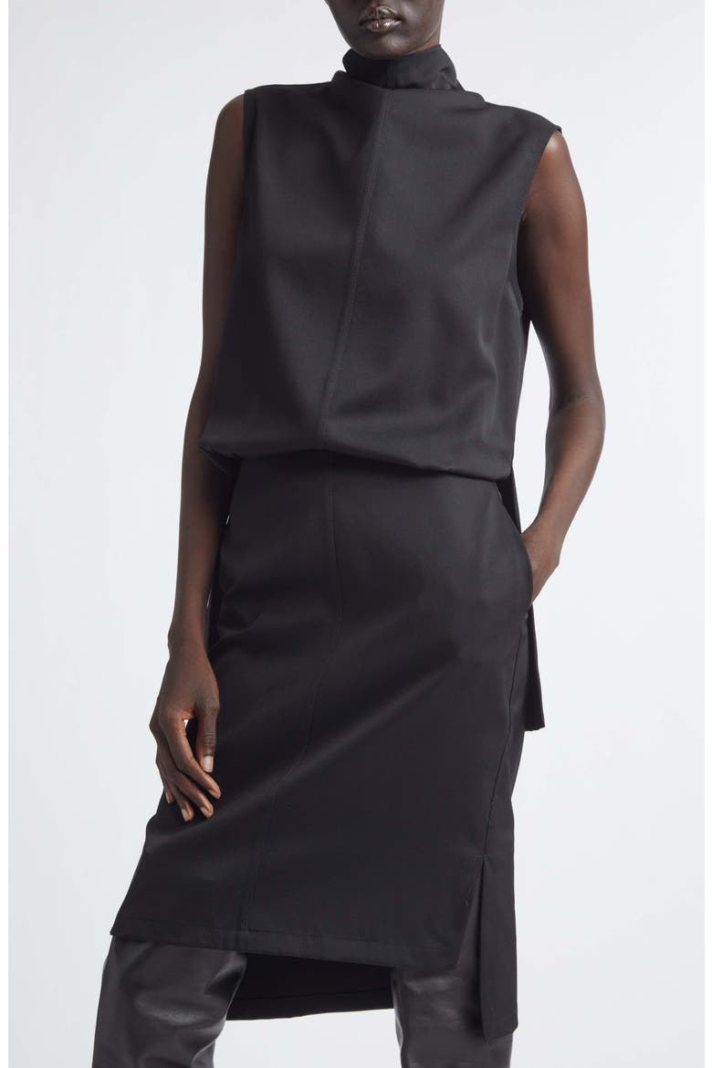 Noa Mock Neck Sleeveless Blouson Dress, Alternate, color, BLACK