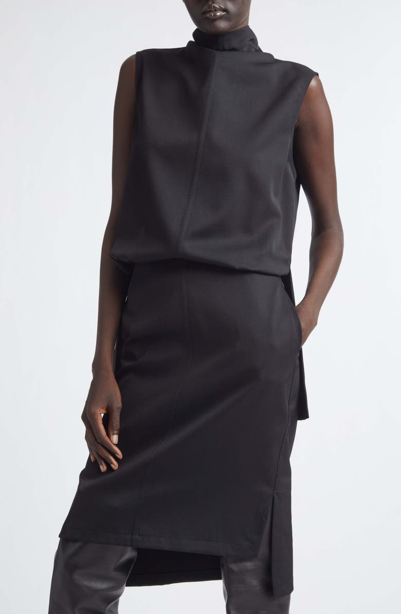 Brandon Maxwell Noa Mock Neck Sleeveless Blouson Dress, Alternate, color, Black