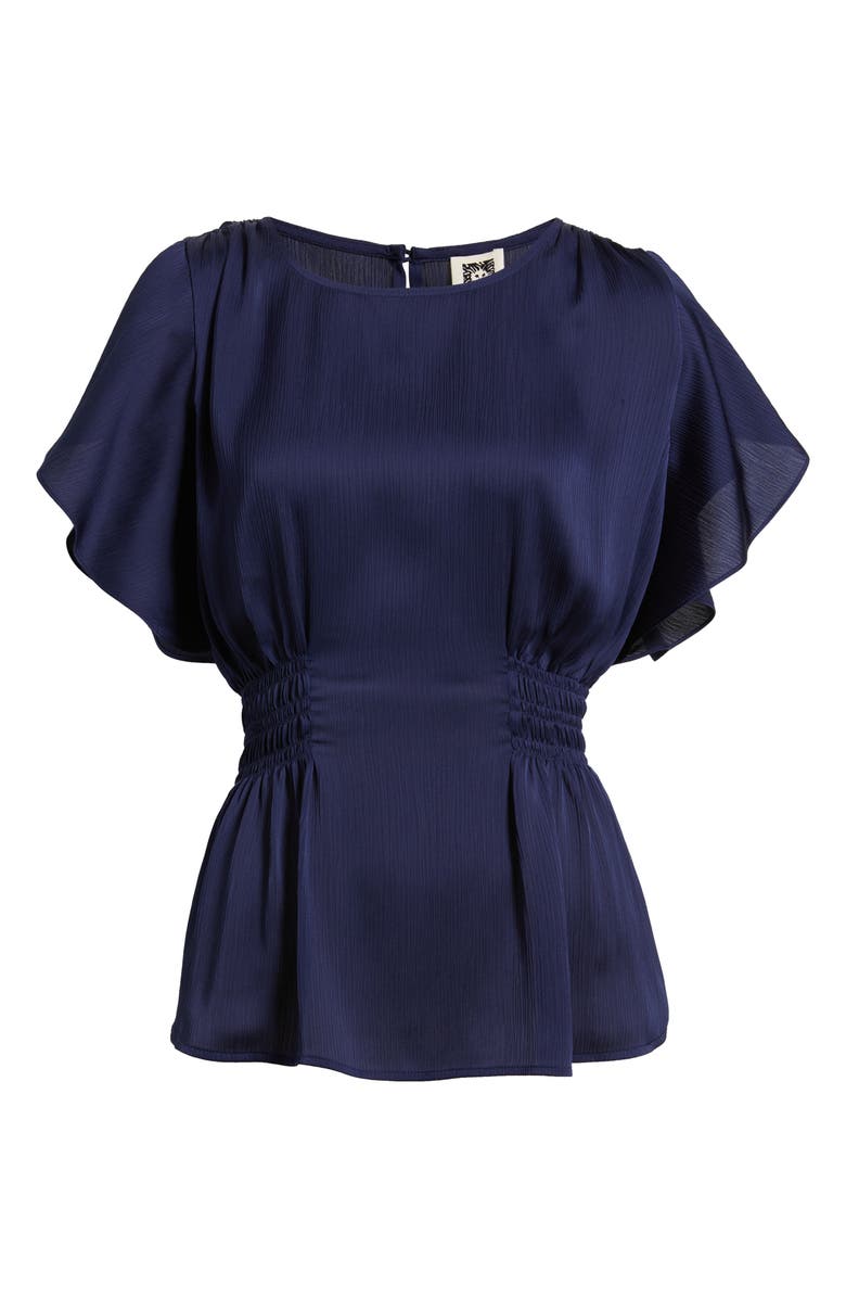 Anne Klein Flutter Sleeve Smocked Waist Top, Alternate, color, 