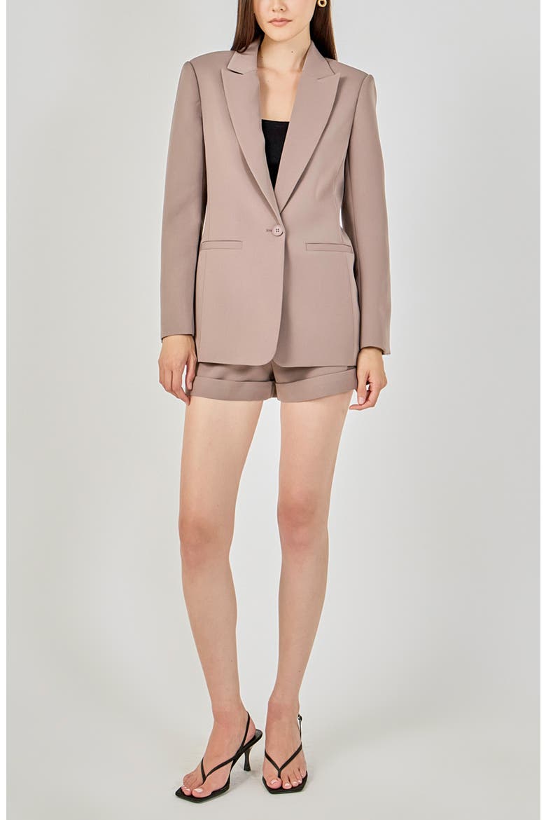 Tailored Single Button Blazer, Alternate, color, CINDER