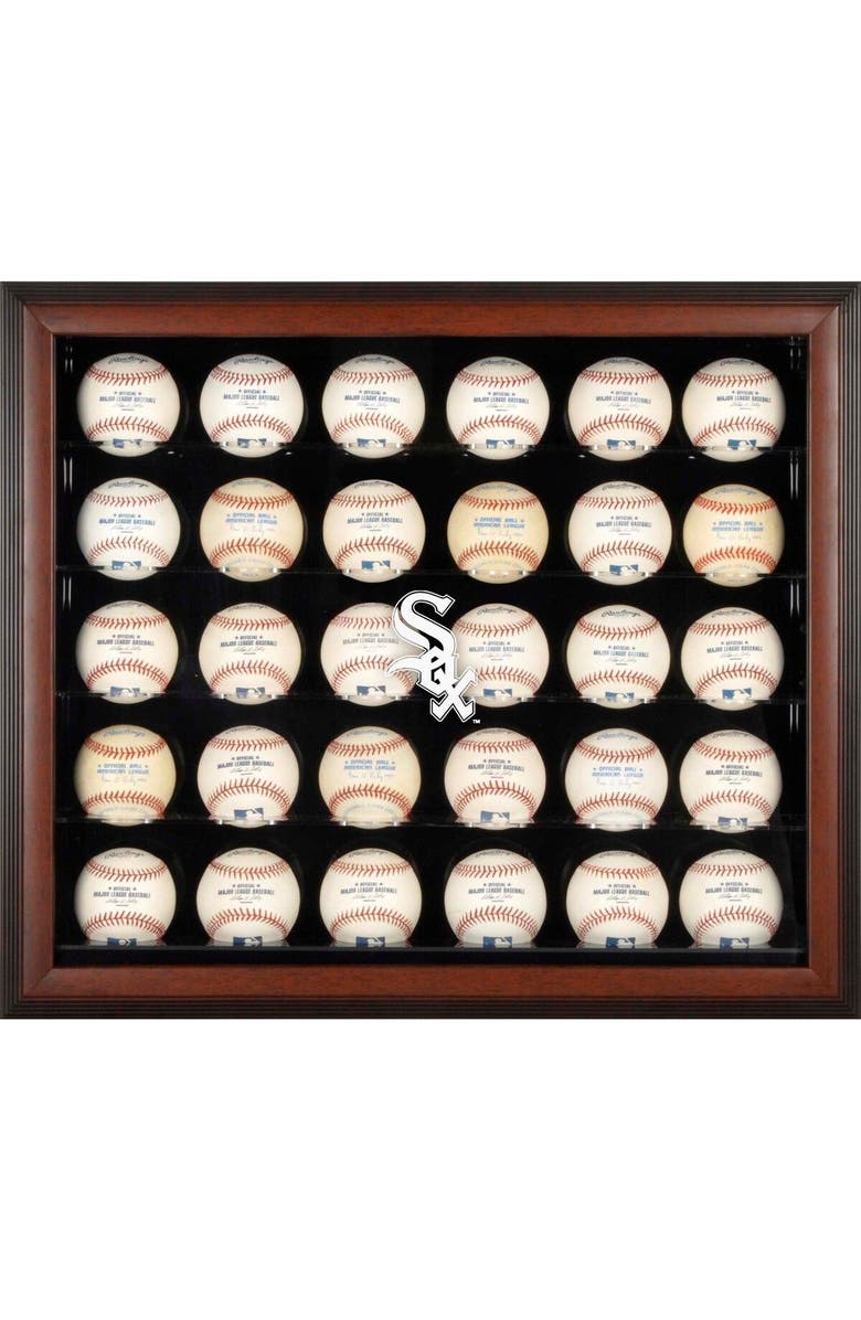 FANATICS AUTHENTIC Chicago White Sox Logo Brown Framed 30-Ball Display Case, Main, color, 