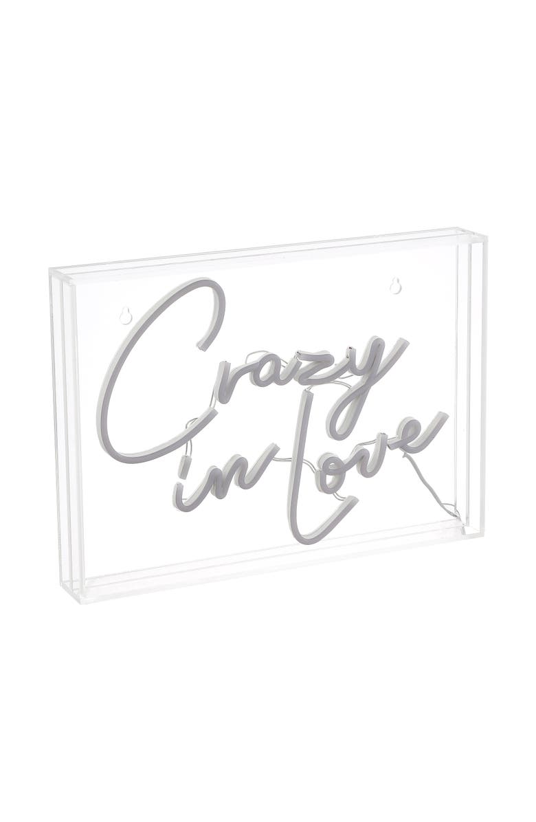 JONATHAN Y 10" Contemporary Glam Acrylic Box USB Operated LED Neon Light, Alternate, color, Red