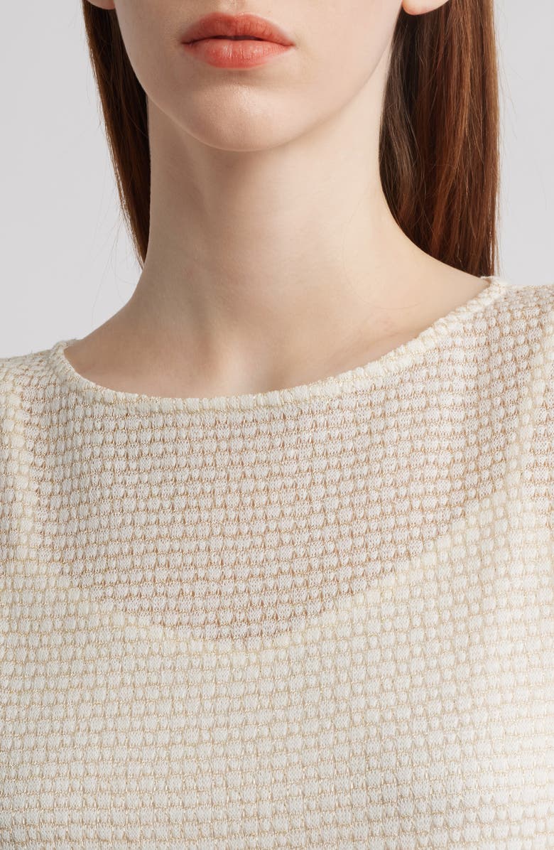 Anne Klein Metallic Stitch Boat Neck Top, Alternate, color, 