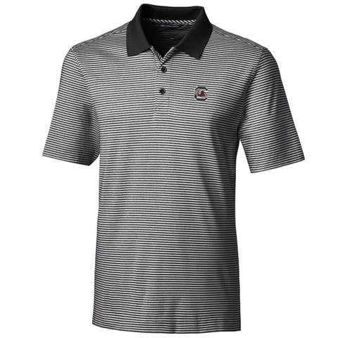 Men's Cutter & Buck Black South Carolina Gamecocks Big & Tall Forge Tonal Stripe Polo