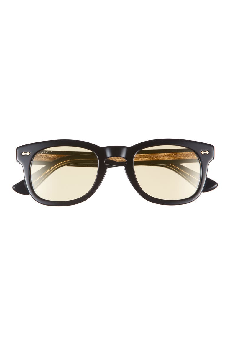 49mm Square Sunglasses, Alternate, color, BLACK BLACK YELLOW