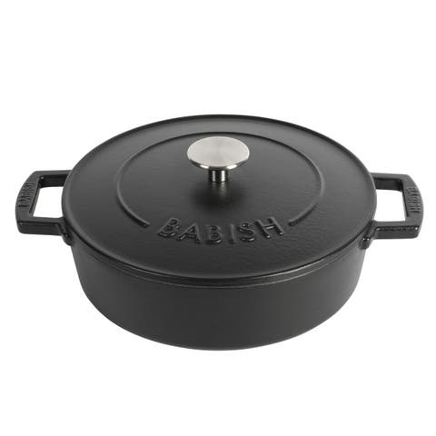 3 Quart Round Enameled Cast Iron Braiser Self-Basting