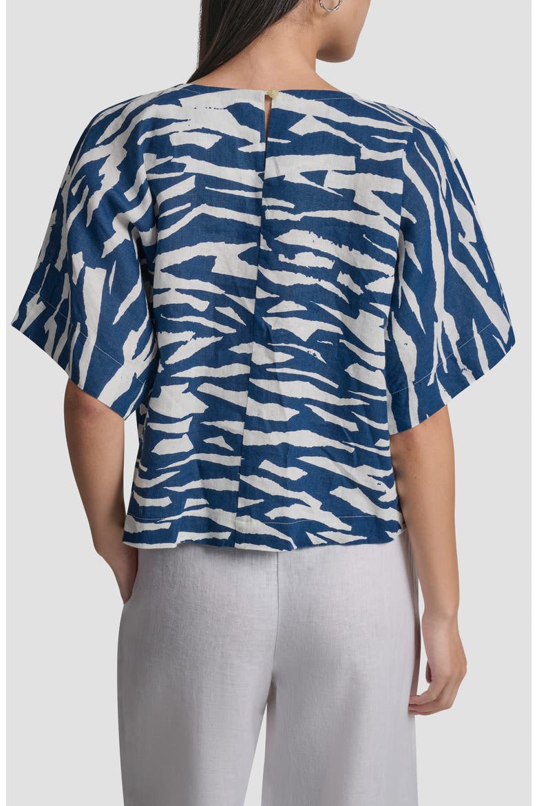 Pattern Boxy Linen Top, Alternate, color, TIDAL BREAK