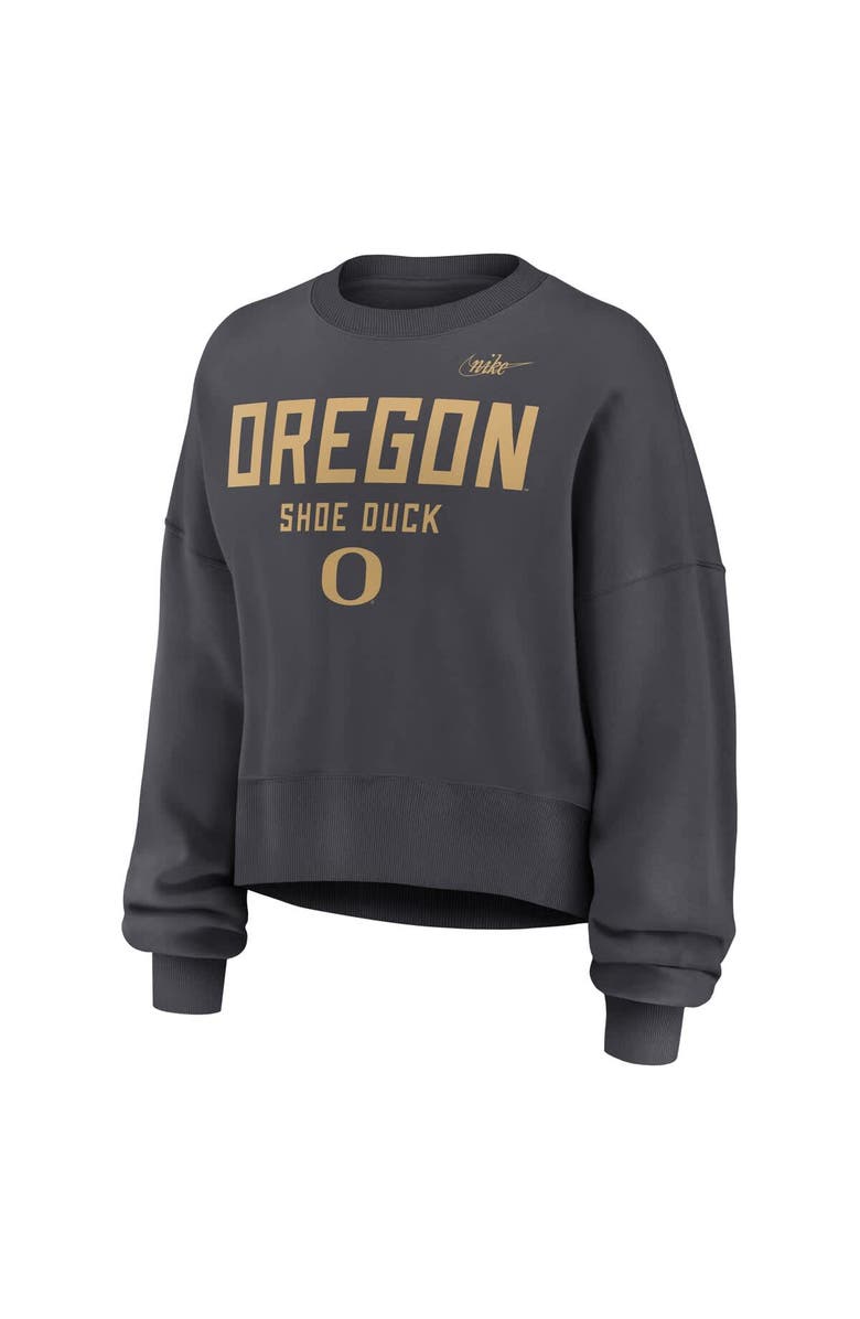 Nike Women
s Nike Charcoal Oregon Ducks Shoe Duck Sweatshirt, Alternate, color, Charcoal