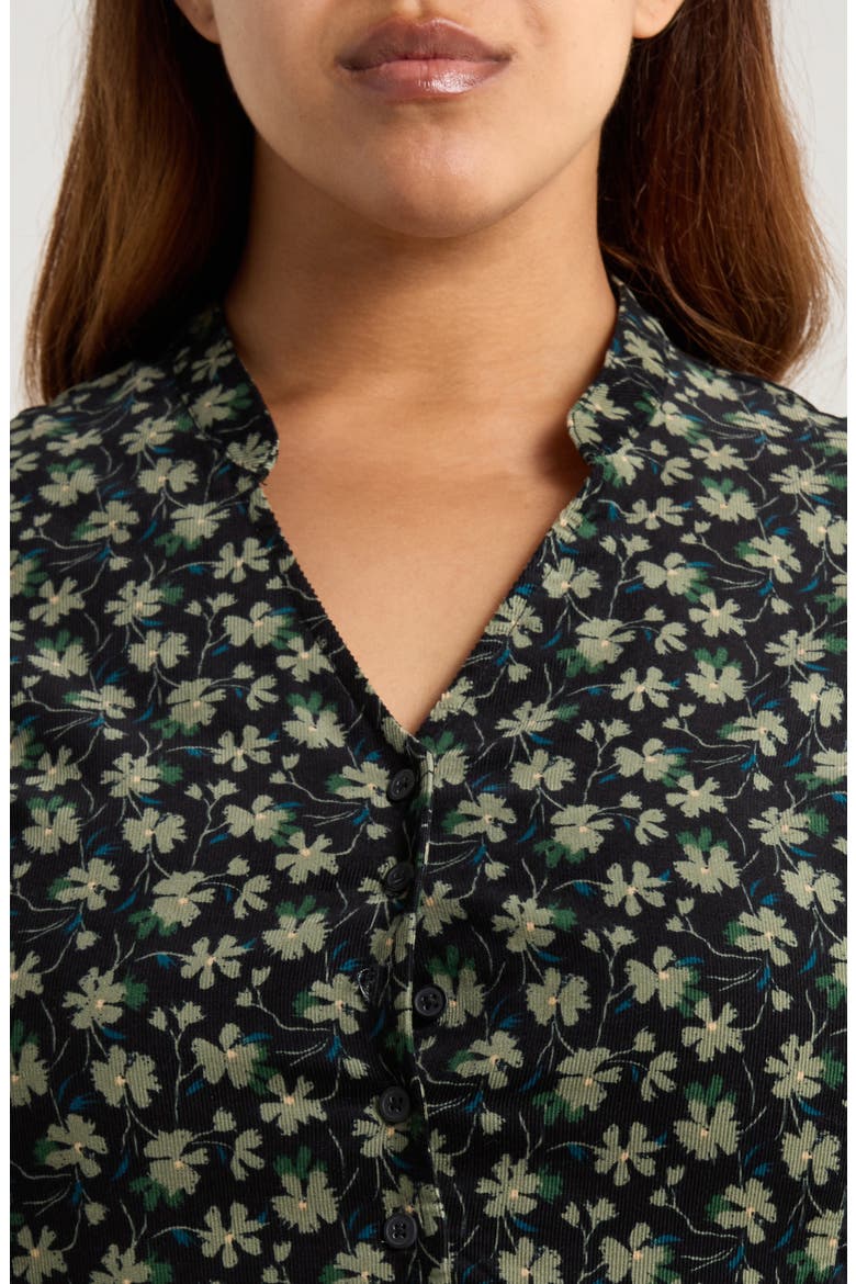 Rose Cottage Floral Long Sleeve Corduroy Midi Dress, Alternate, color, SMUDGE FLORAL ONYX