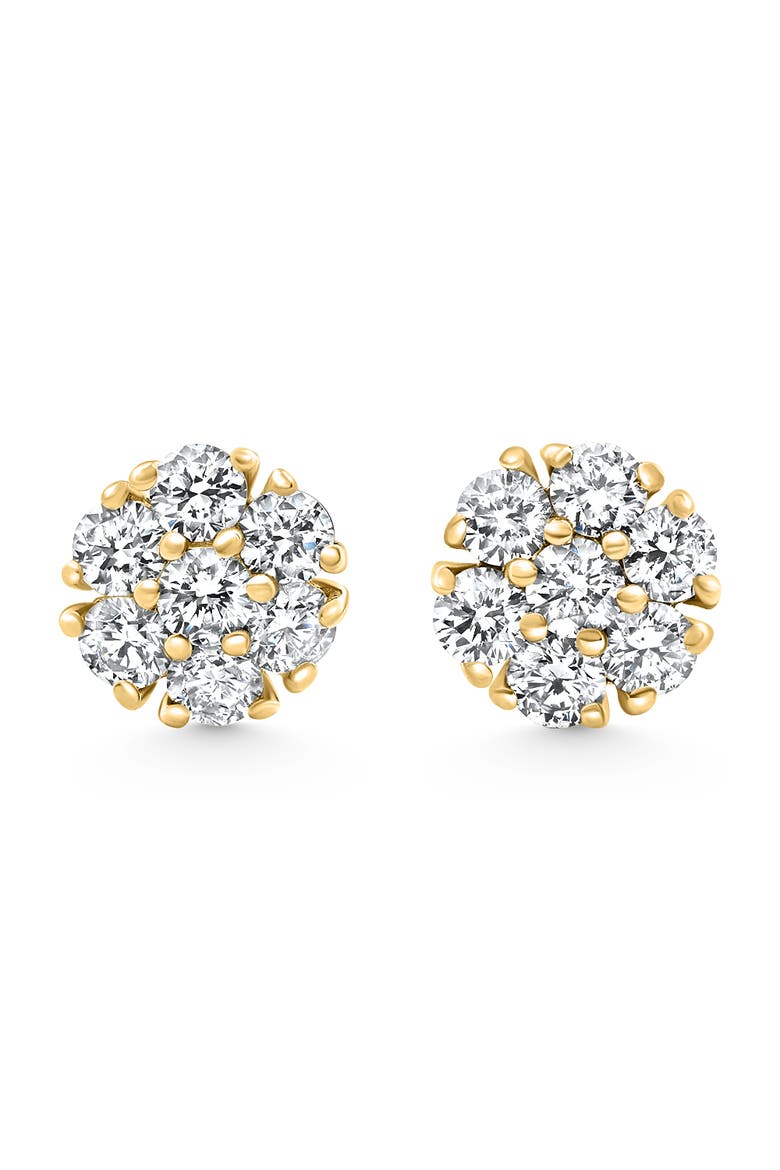 1Ct Diamond Cluster Pave Studs Screwback Earrings 14k Gold Lab Grown, Main, color, Yellow Gold