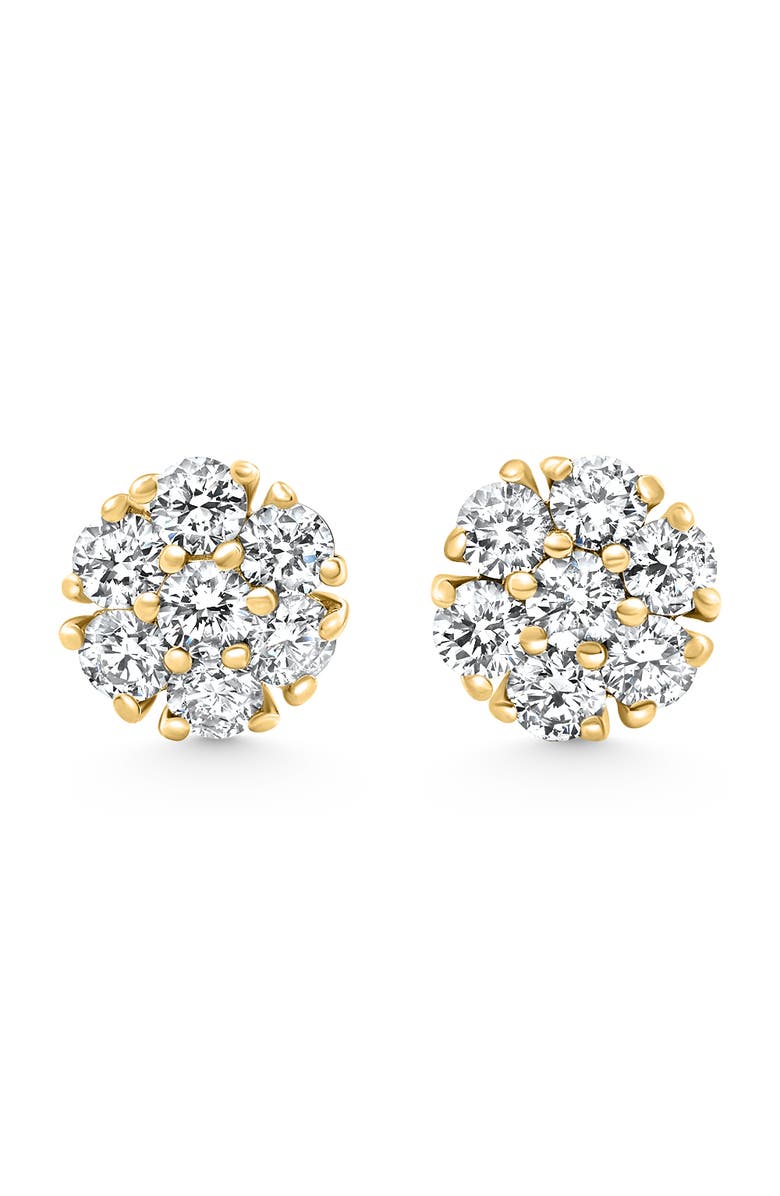 Bliss Diamond 1Ct Diamond Cluster Pave Studs Screwback Earrings 14k Gold Lab Grown, Main, color, Yellow Gold