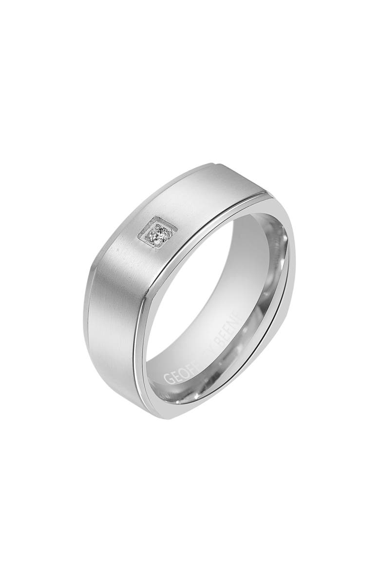 GEOFFREY BEENE Men's Cubic Zirconia Band Ring, Main, color, Silver