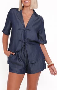 Petal & Pup Aaliyah Tie Front Chambray Top