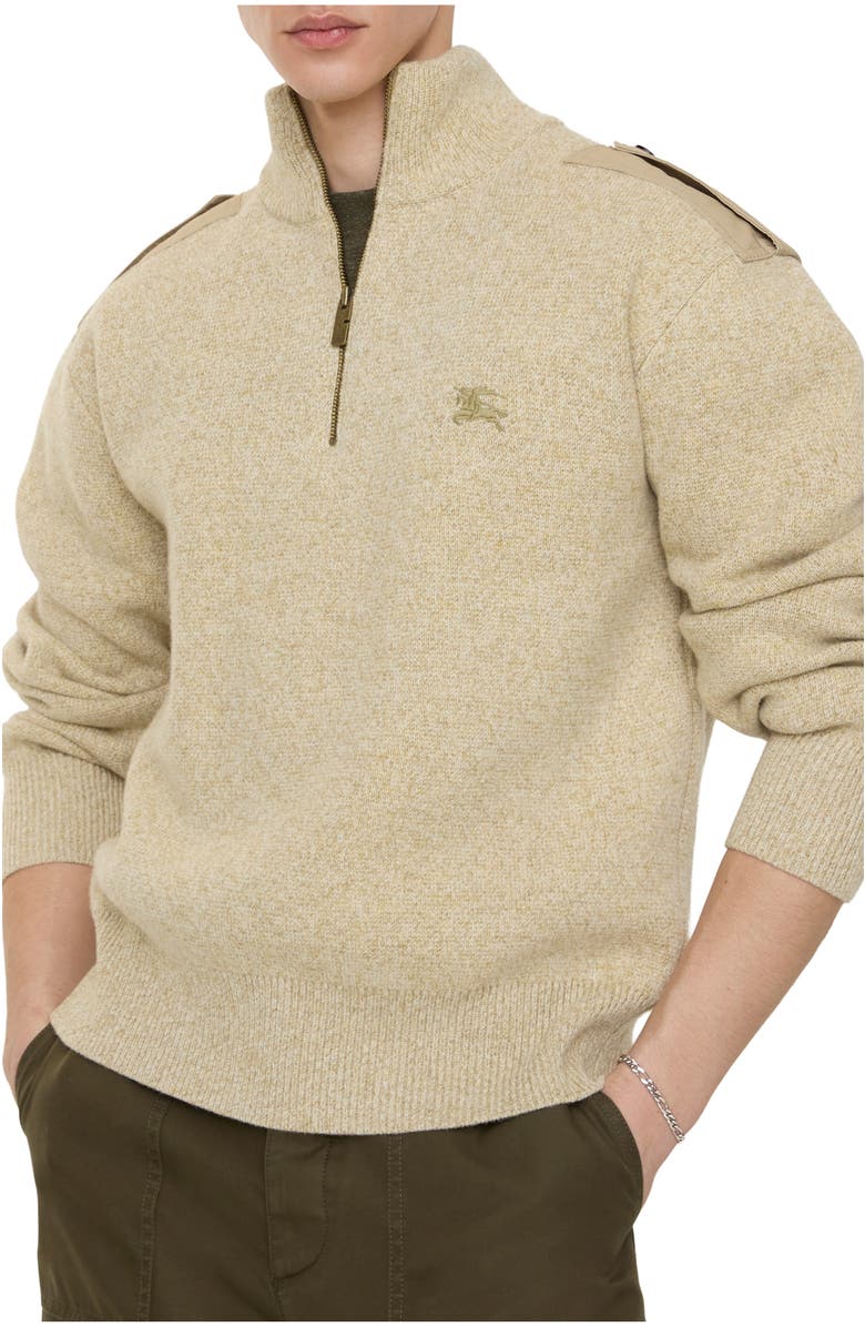 Burberry Wool Cashmere Half-zip Sweater, Main, color, Hamper Beige