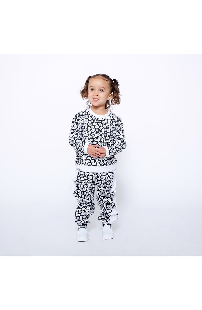 Mixed Up Clothing Kids Crewneck Sweatshirt and Jogger Pants Set - Black/White-Hello, Main, color, Black/White/Hello