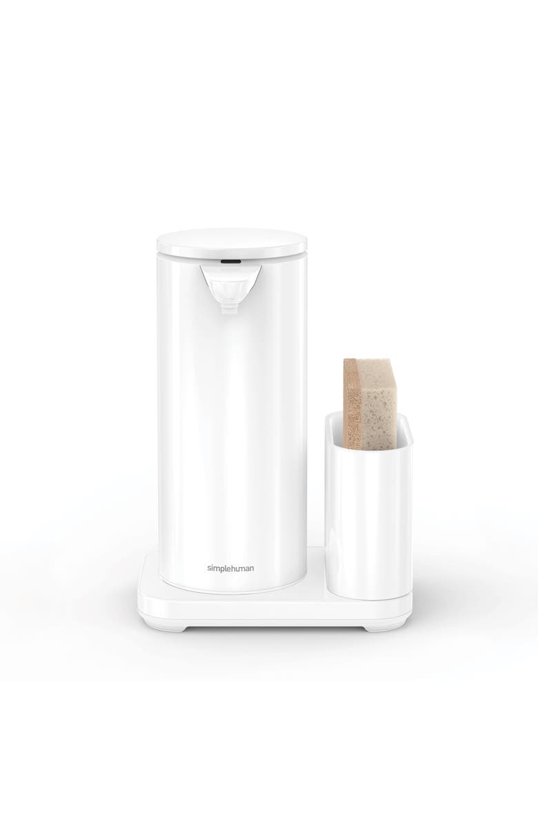 simplehuman 14 oz. liquid sensor pump with caddy, Alternate, color, White