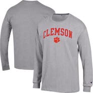 Champion Men's Champion  Heather Gray Clemson Tigers Arch Over Logo Long Sleeve T-Shirt