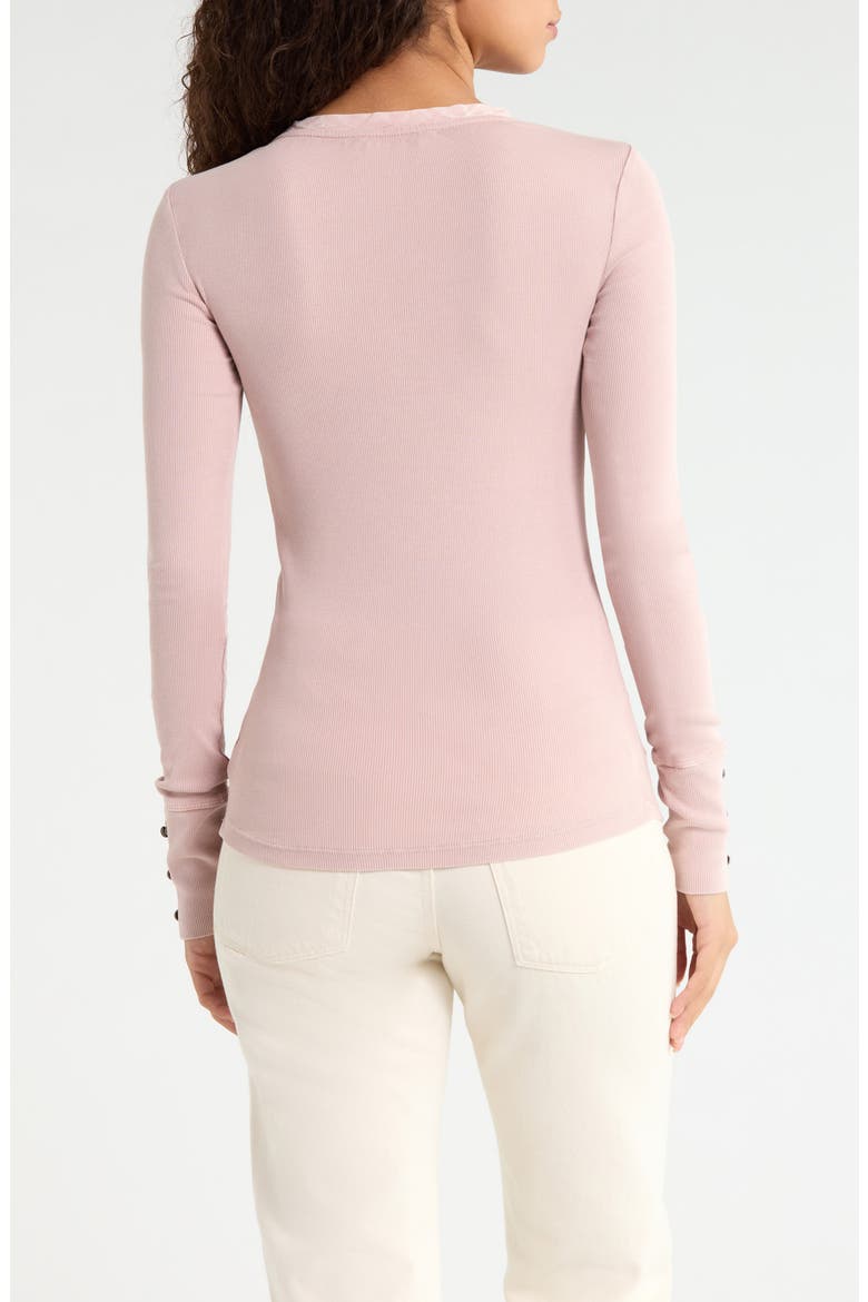 Floral Appliqué Cotton Henley Top, Alternate, color, PINK OVERDYE