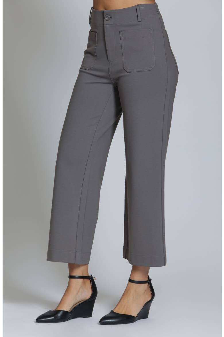 Ponte Wide Leg Crop Pants, Alternate, color, PEBBLE