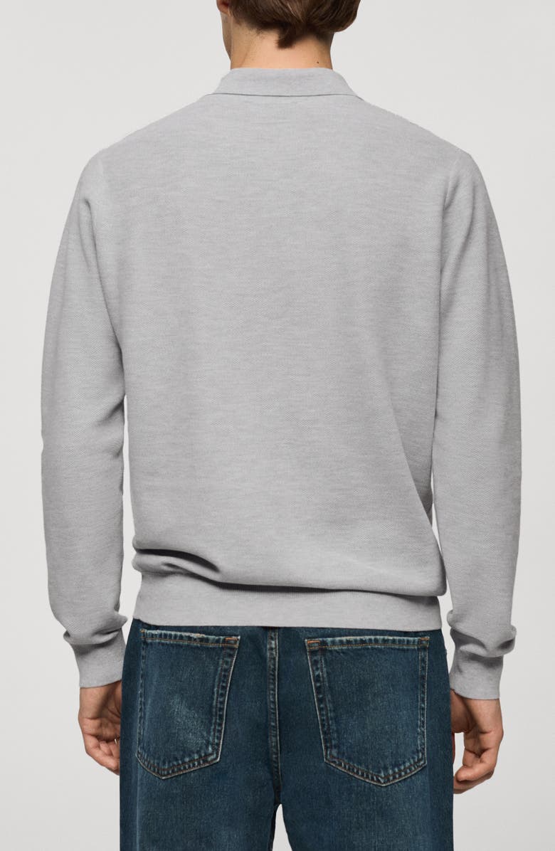 MANGO Structured Long Sleeve Polo Top, Alternate, color, 